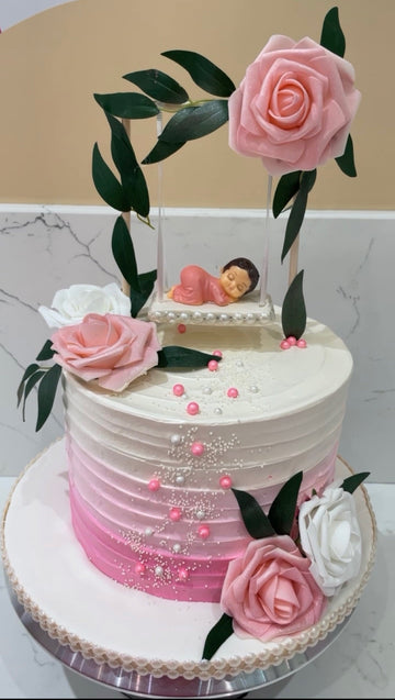 CRADLE BABY SHOWER CREAM CAKE