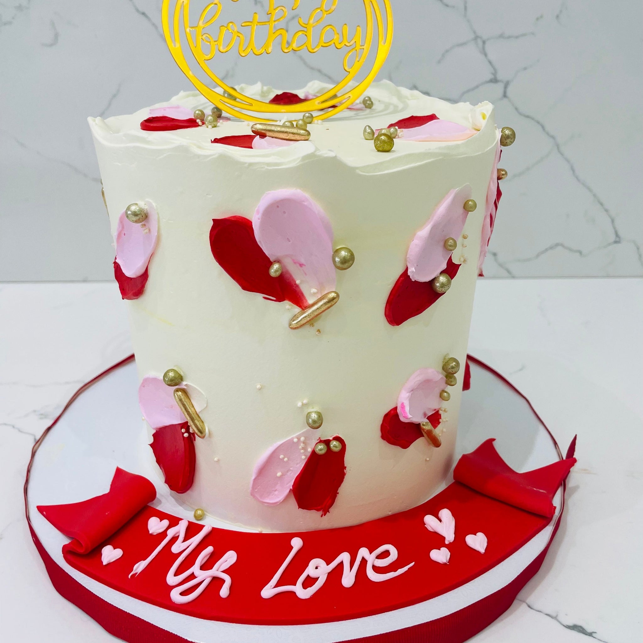 Ashleen Red & pink  Cream Cake