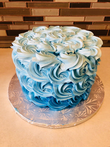 Blue Rosette Smash Cake