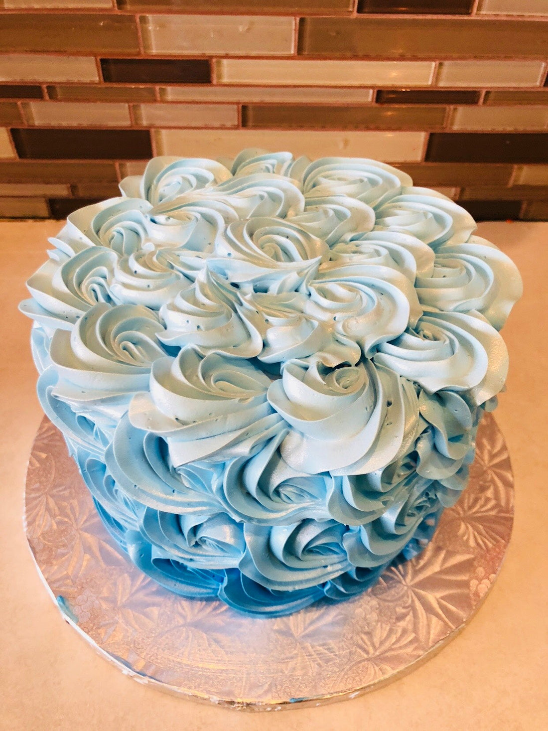 Blue Rosette Smash Cake