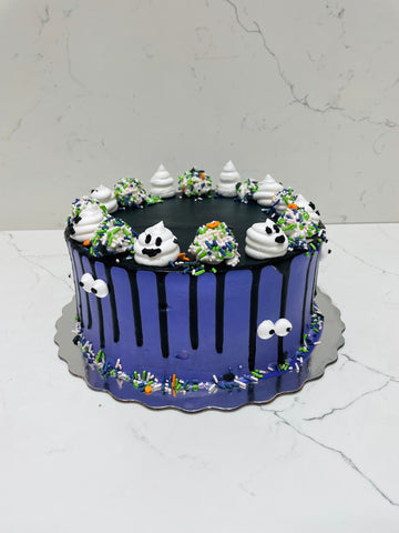 PURPLE GHOST HALLOWEEN CAKE