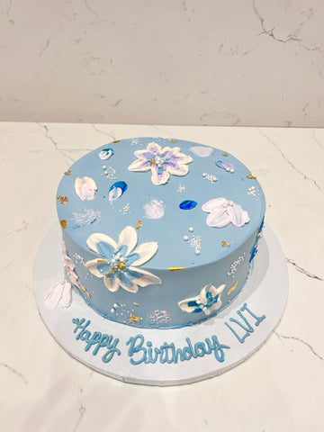 Pastel Blue Floral Cake