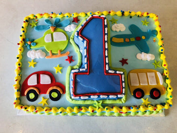 All aboard 1st birthday cake