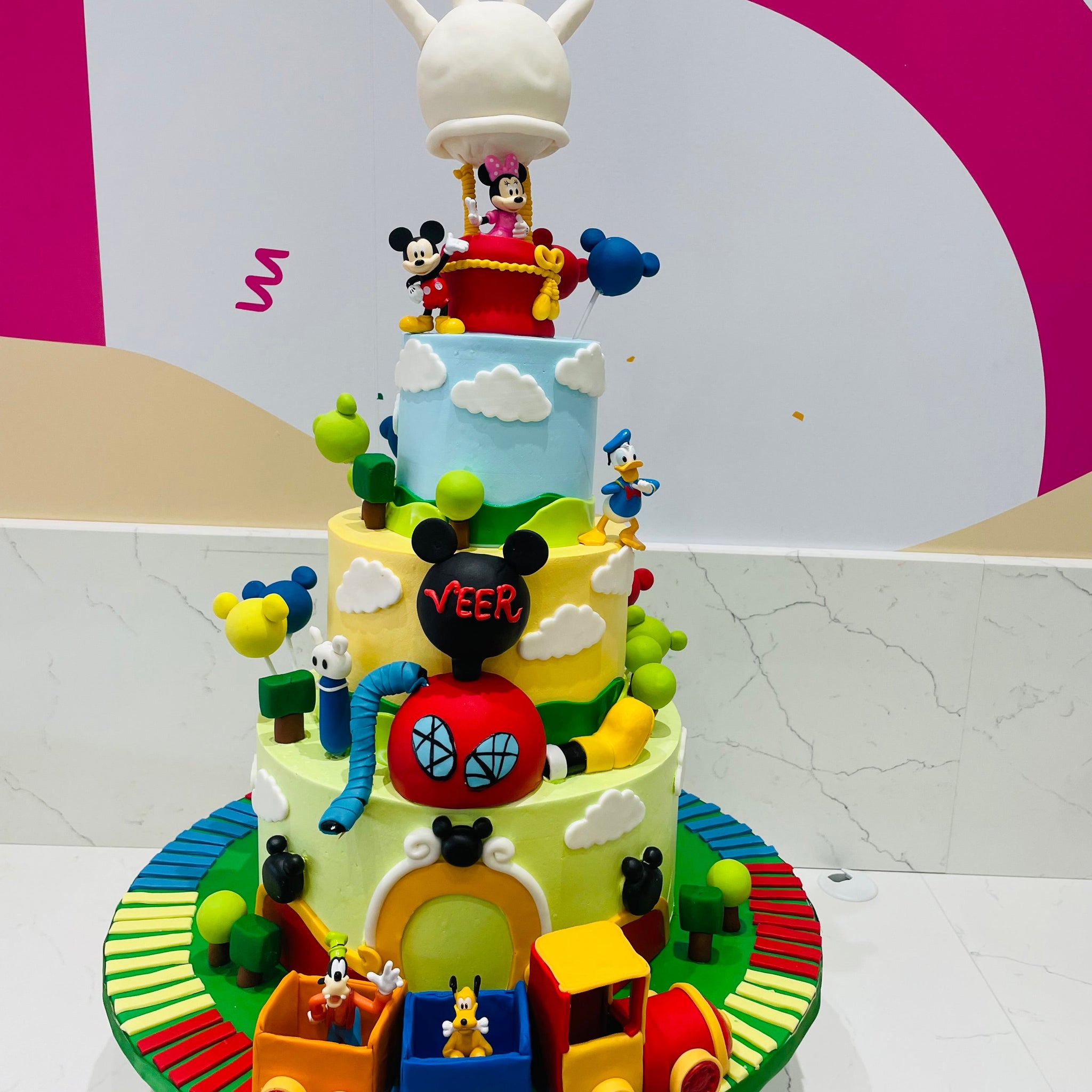 VEER'S MICKEYMOUSE FONDANT TIERED CAKE