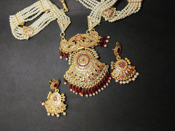 Kundan Embedded Red Necklace Set