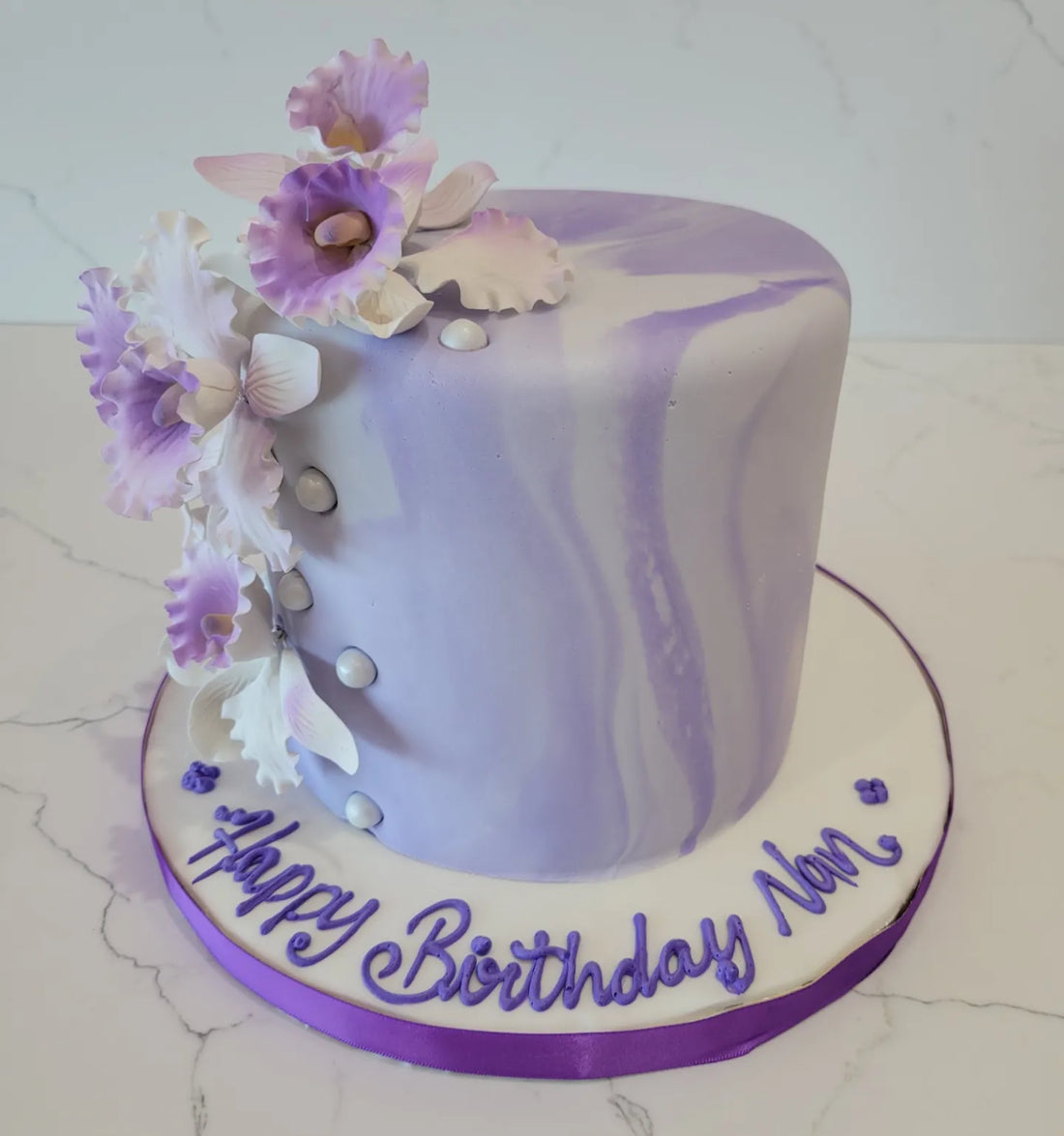 LAVENDER MARBLEIZED FONDANT CAKE