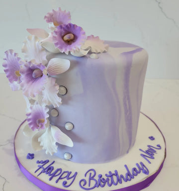 LAVENDER MARBLEIZED FONDANT CAKE