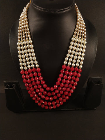 Multilayer Pearl Set In Red