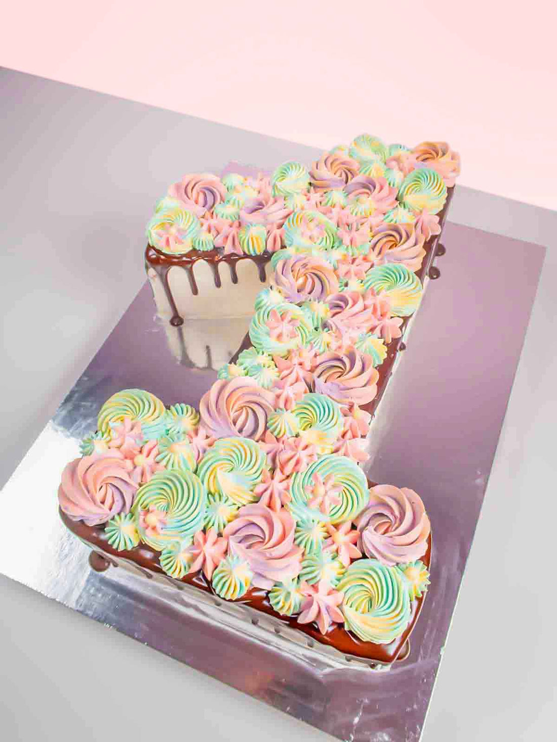 Pastel Swirl Number Cake