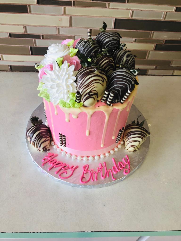 Pink Strawberry Chocolate Cake