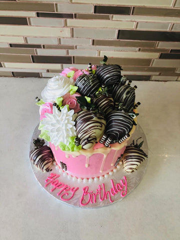 Pink Strawberry Chocolate Cake