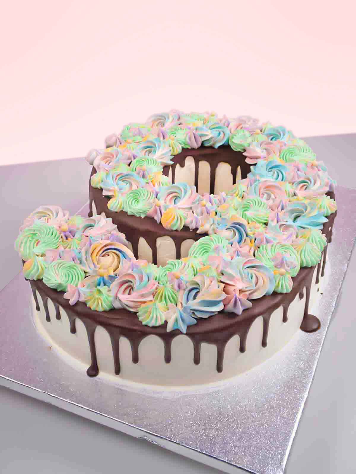 Pastel Swirl Number Cake