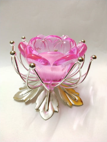 Pink Glass Candle Stand