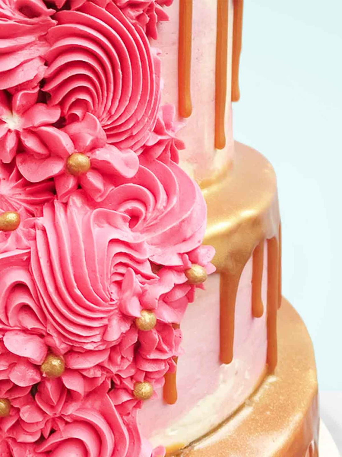 Pink Watercolour Cascade Wedding Cake