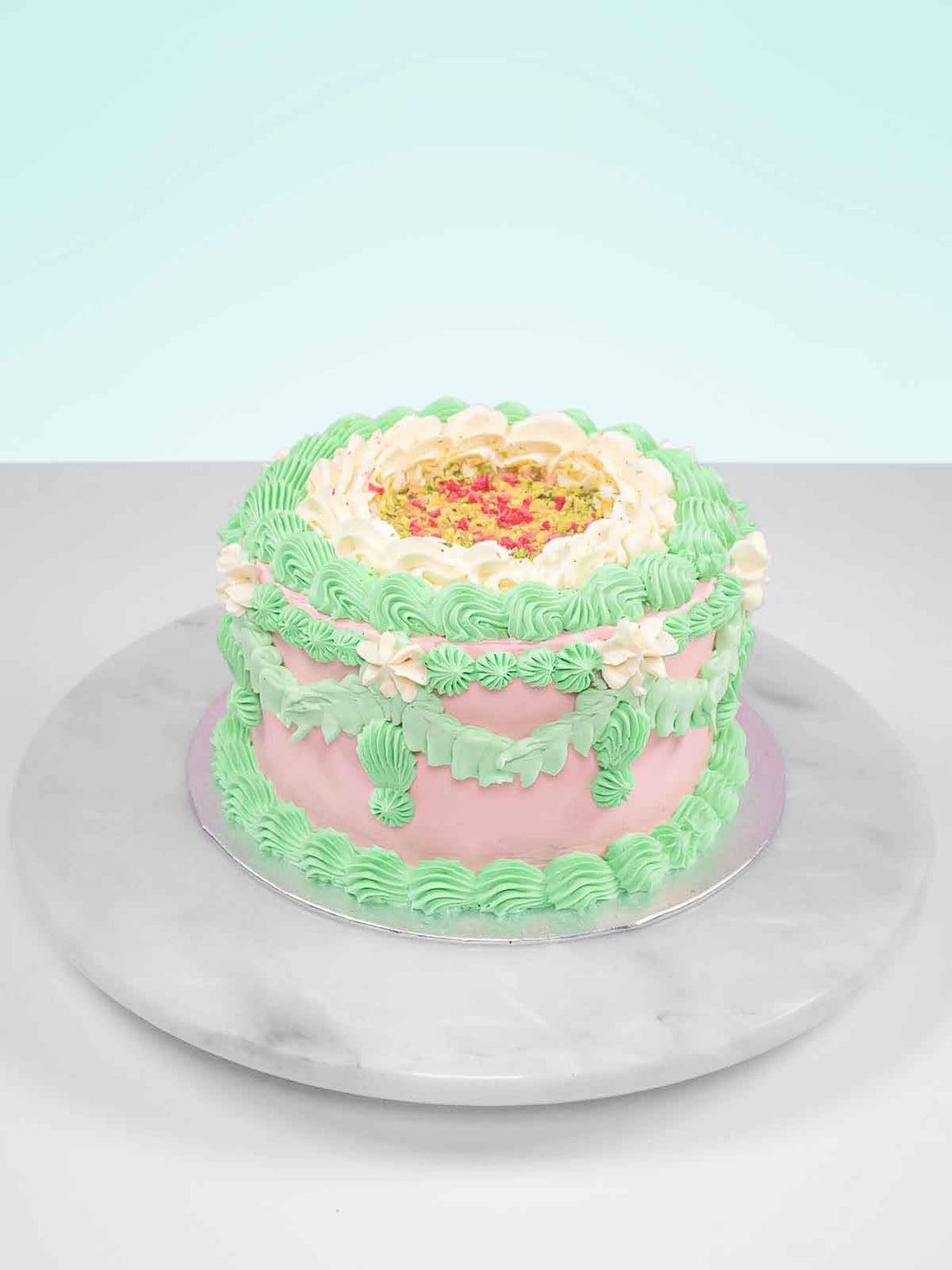 Pistachio Raspberry Vintage Cake