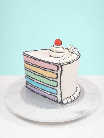 Comic Rainbow Birthday Slice Cake