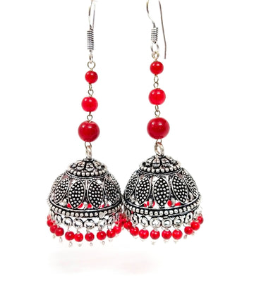 Red Embellishment Elegant Jhumka