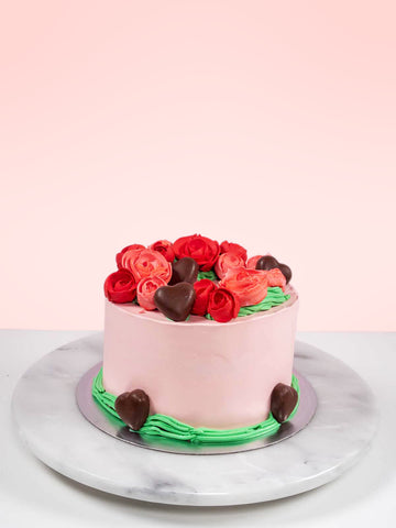 Roses and Chocolates Valentine's Cake