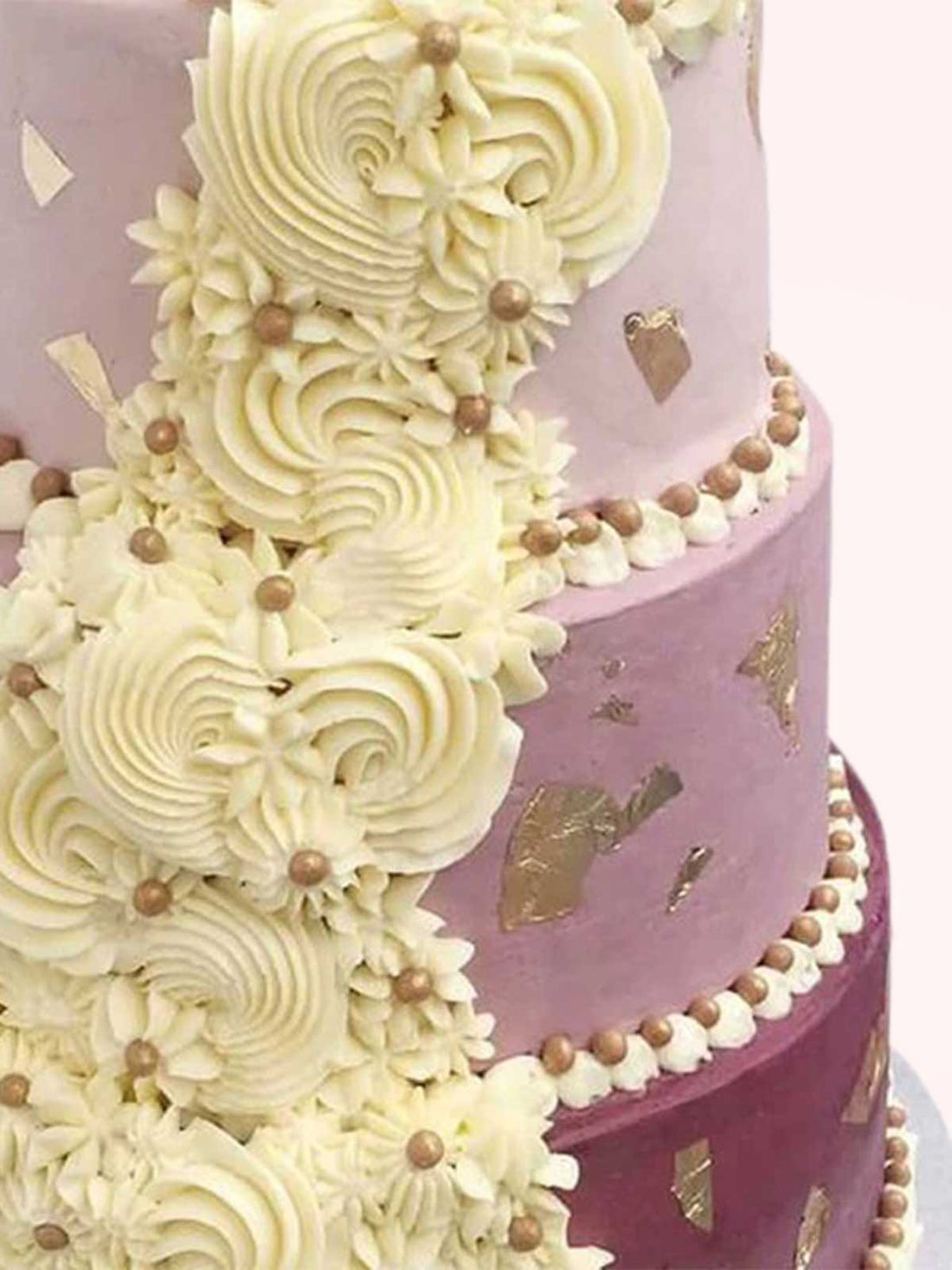 Royal Cream Cascade Purple Wedding Cake