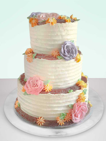 Rustic Floral Wedding Cake