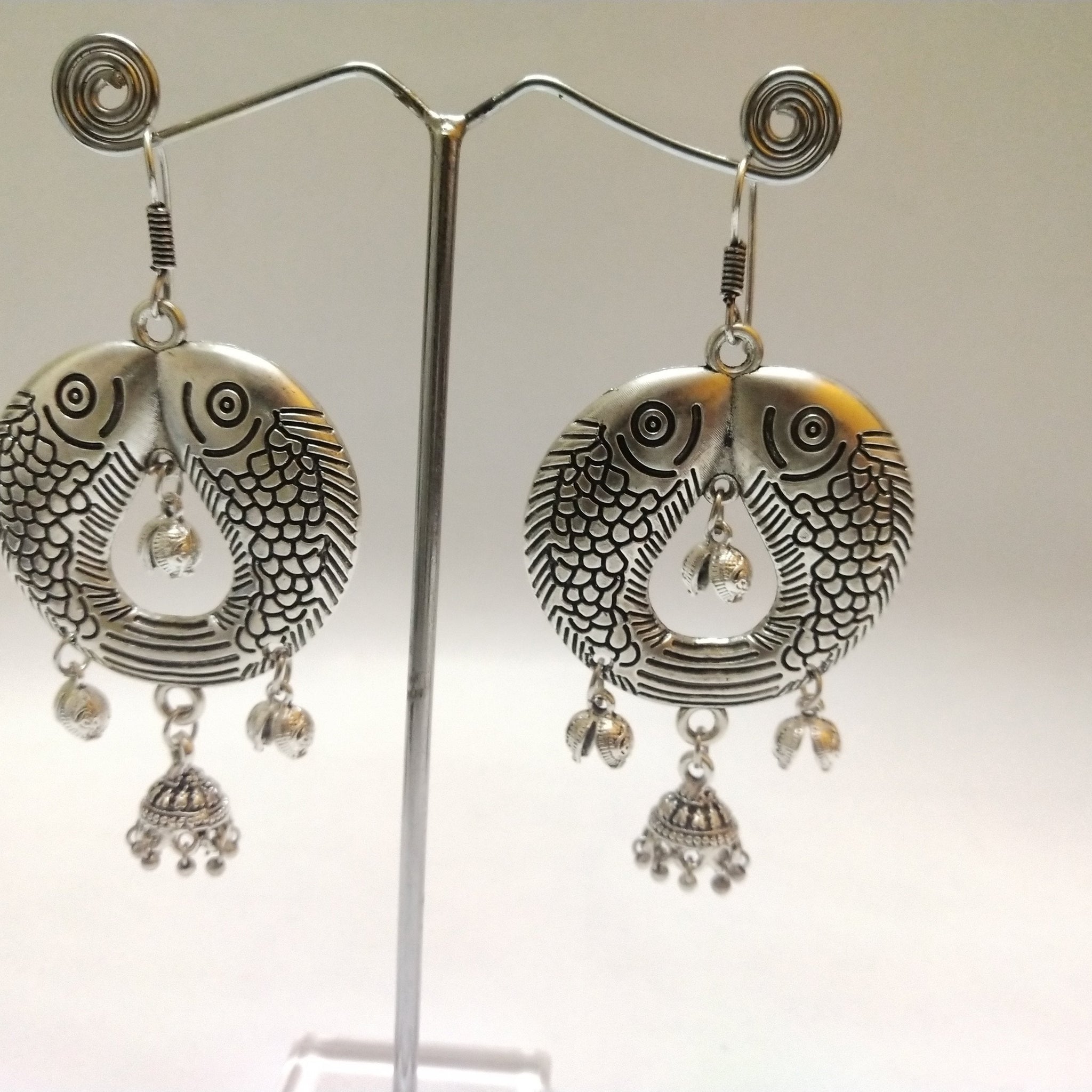 Silver Jhumka Style Earrings