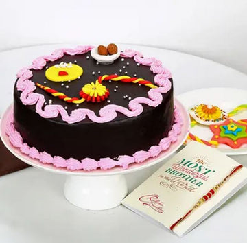 Strawberry Chocolatey Cake And Rakhi Combo