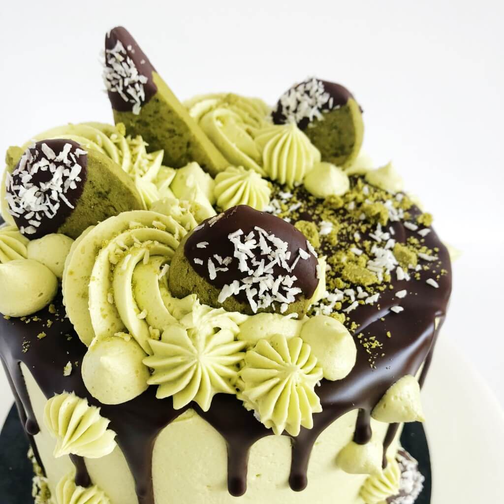Vegan Matcha Coconut Drip Cake