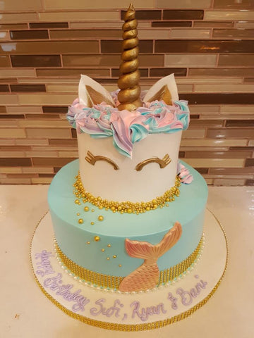 Unicorn Mermaid Tiered Cake