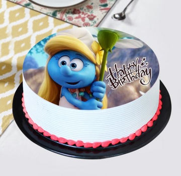 Elegant Smurfette Photo Cake