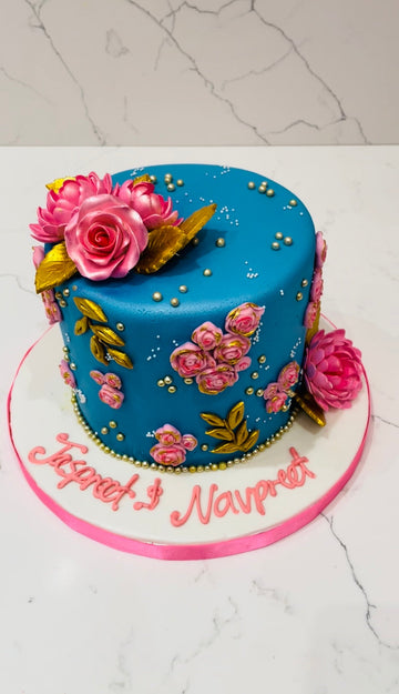 Blue & Pink Bridal Shower Cake