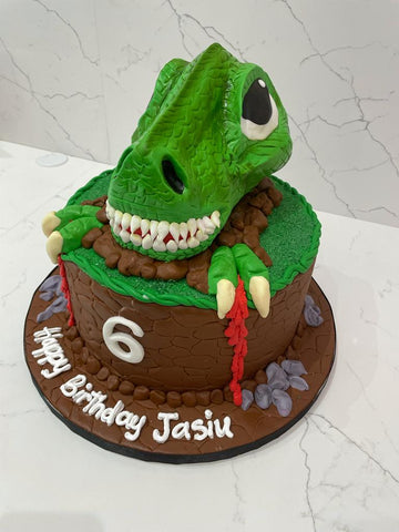 Grinning Dinosaur Fondant Cake