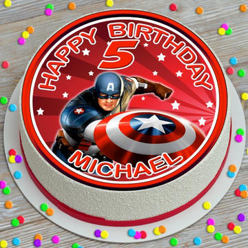 Special 5th Birthday Captain America Photo Cake