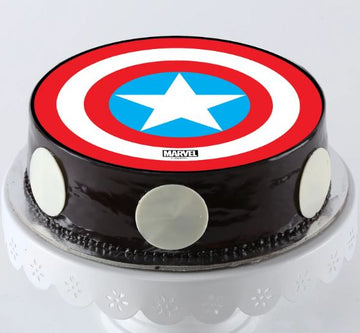 Choclaty Captain America Sheild Photo Cake