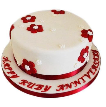 White Red Round Shape Theme Cake For Lover