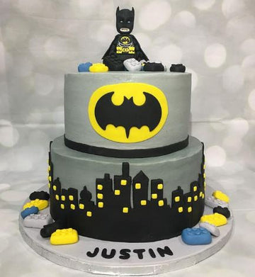 2 Layer Black Batman Theme Cake