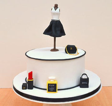 Dress And Makeup With Brand Theme Cake