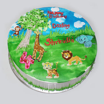 Ultimate Jungle Theme Photo Cake For Kids