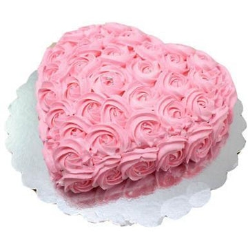 Heart Shape Rose Strawberry Cake