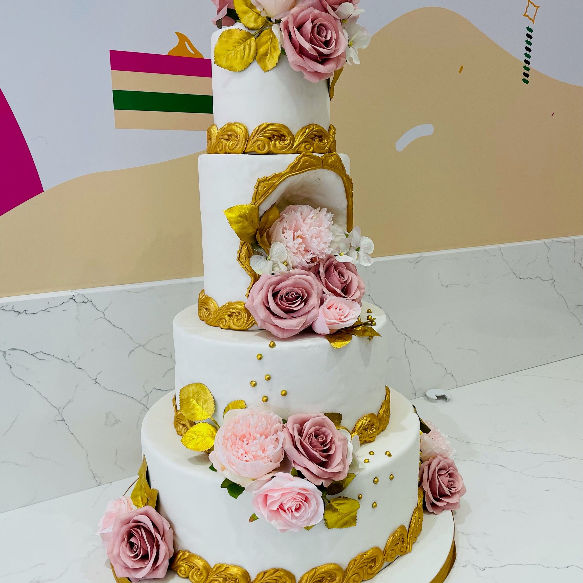 ROSE FANTASY TIERED WEDDING CAKE