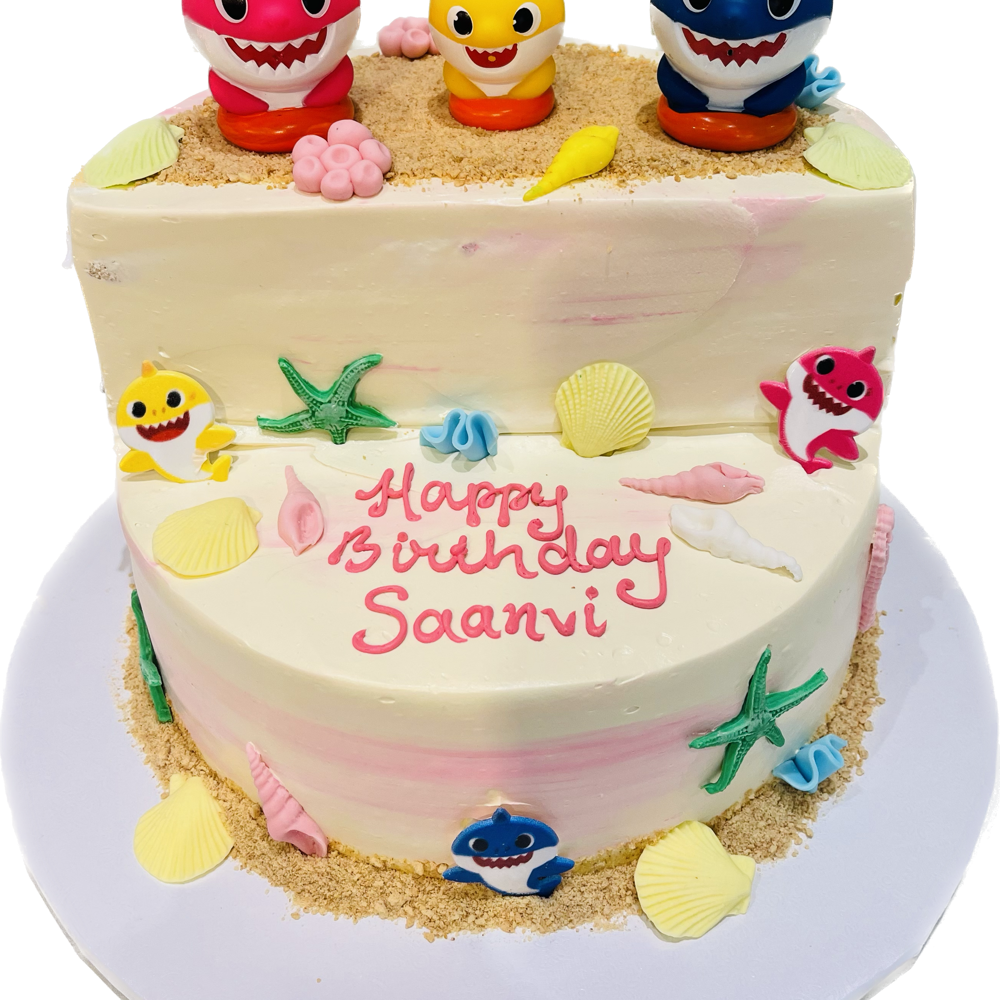 PINK BABY SHARK STAGE CAKE