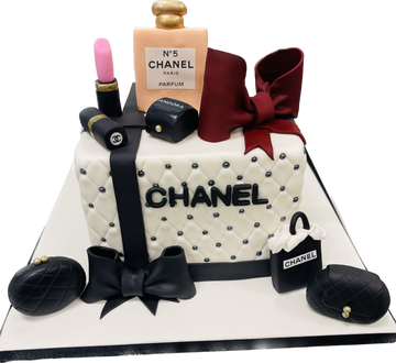 CHANEL BLACK AND WHITE FONDANT CAKE