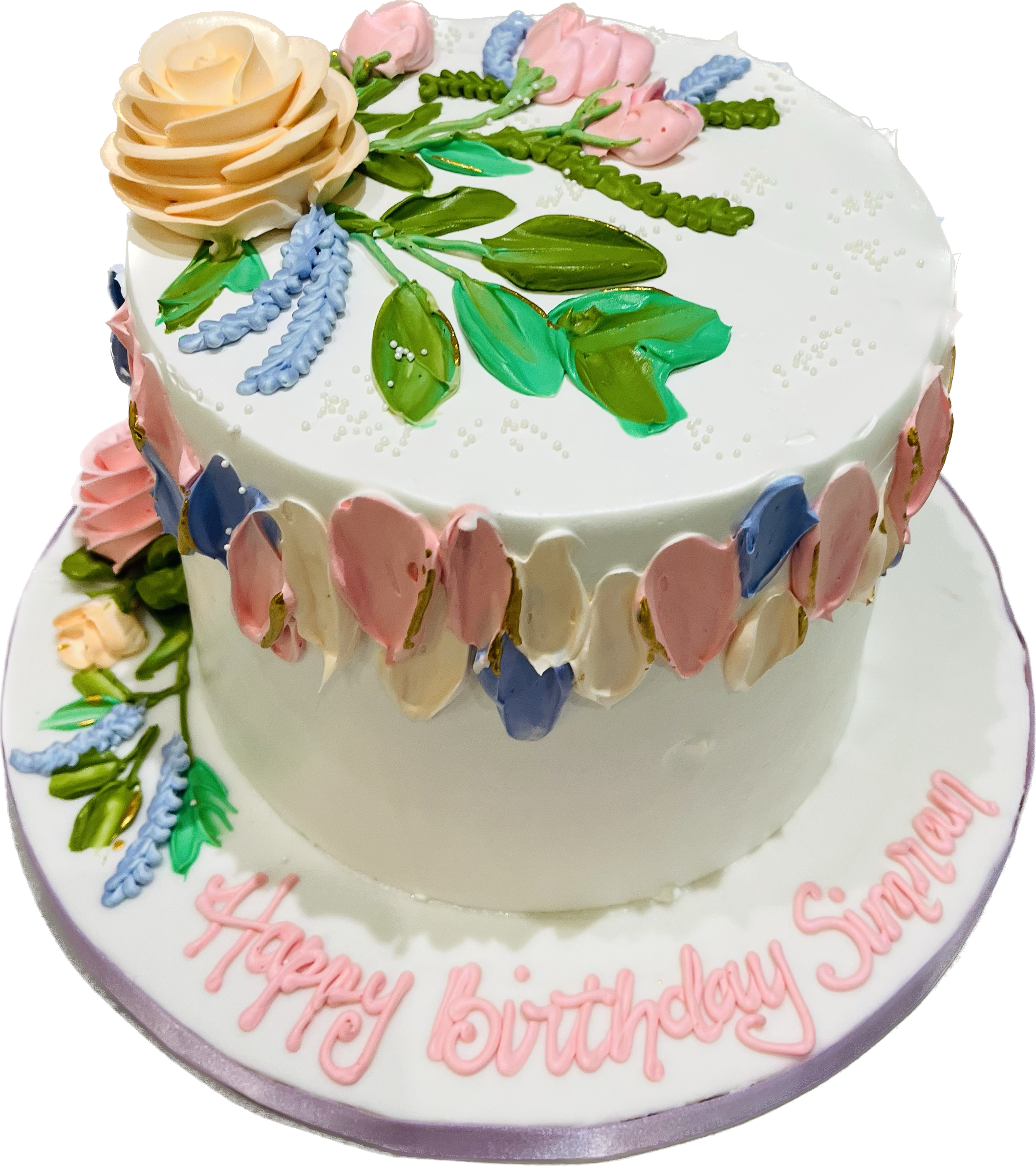 Pretty Cake Designs for Any Celebration : Little gold leaf and painting  floral
