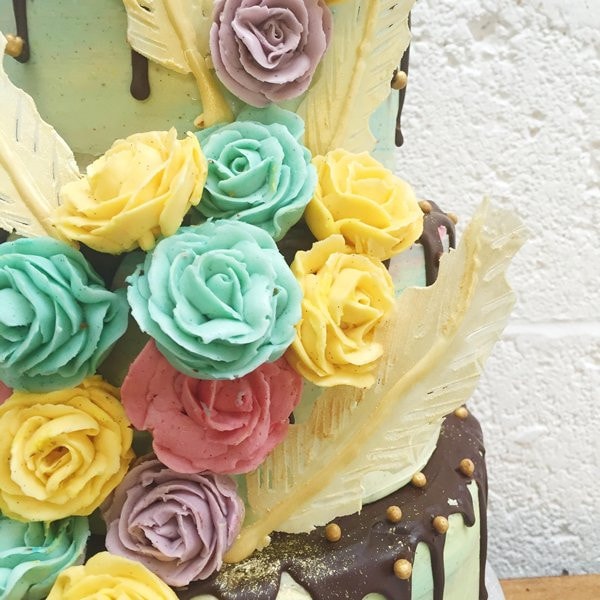 Featherlight Floral Wedding Cake