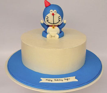 White Blue Doremon Cake