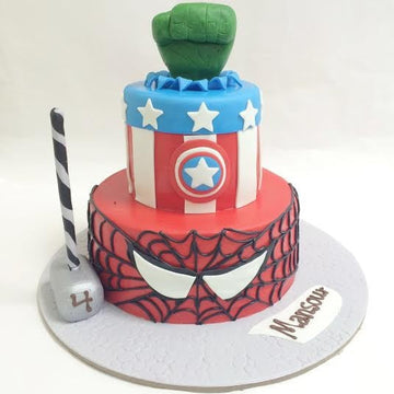 2 Layer Avenger Theme Cake