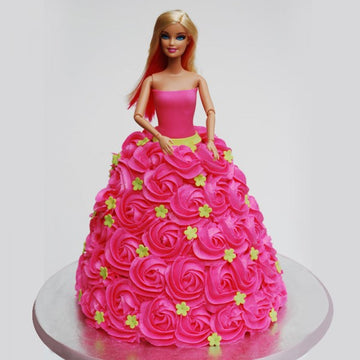 A Cute Barbie Doll Theme Cake