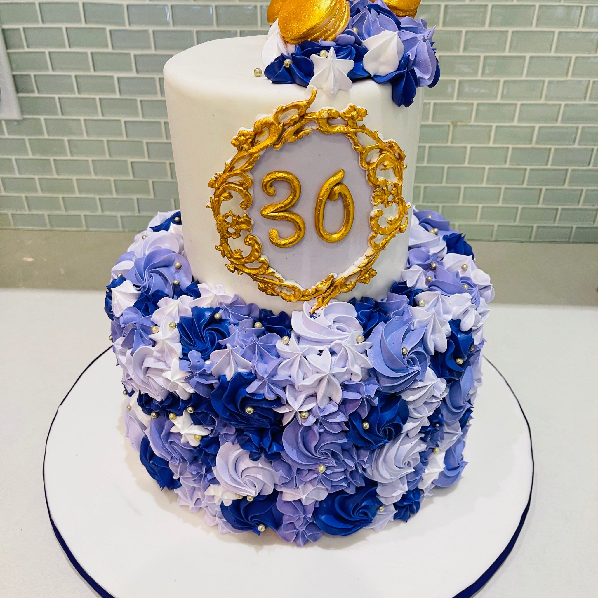 PURPLE GOLD TIERED CAKE