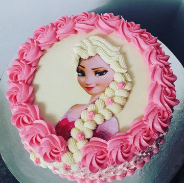 Pinky Frozen Elsa Photo Cake