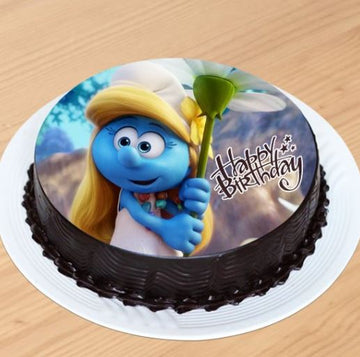 Chocolaty Smurfette Photo Cake