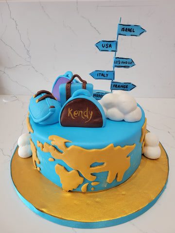 TRAVEL THEME FONDANT CAKE